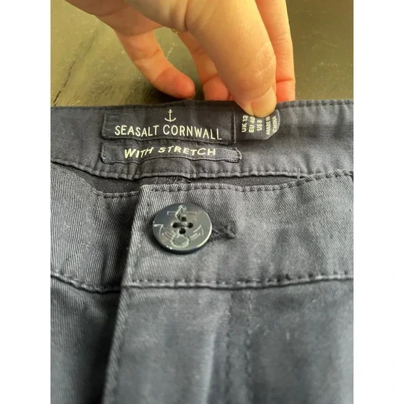 Seasalt Cornwall Women Navy‎ Blue Stretch Cropped Trousers Pants Size UK 12 US 8 - Picture 7 of 10